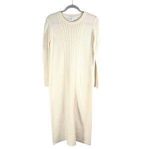 Madeleine Thompson Cream Cable Knit Maxi Sweater Dress Size S Cashmere Wool